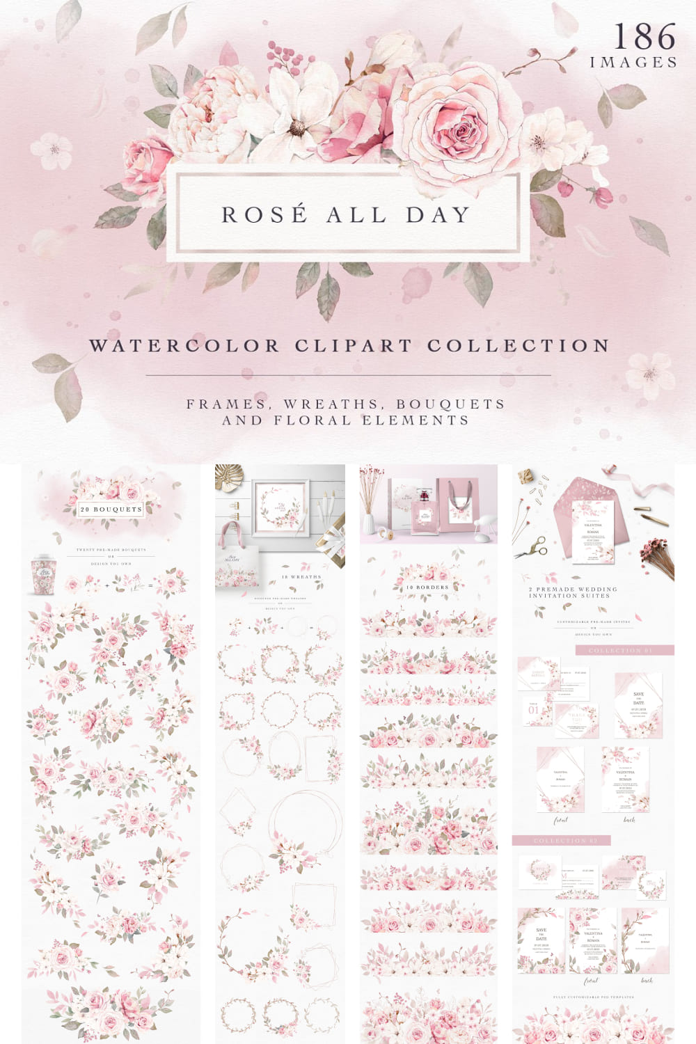 04 pretty pink rose watercolor clipart 1000 1500