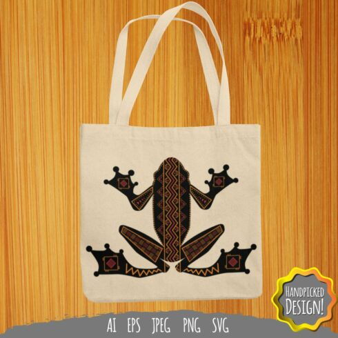 Shopping bag with frog element.