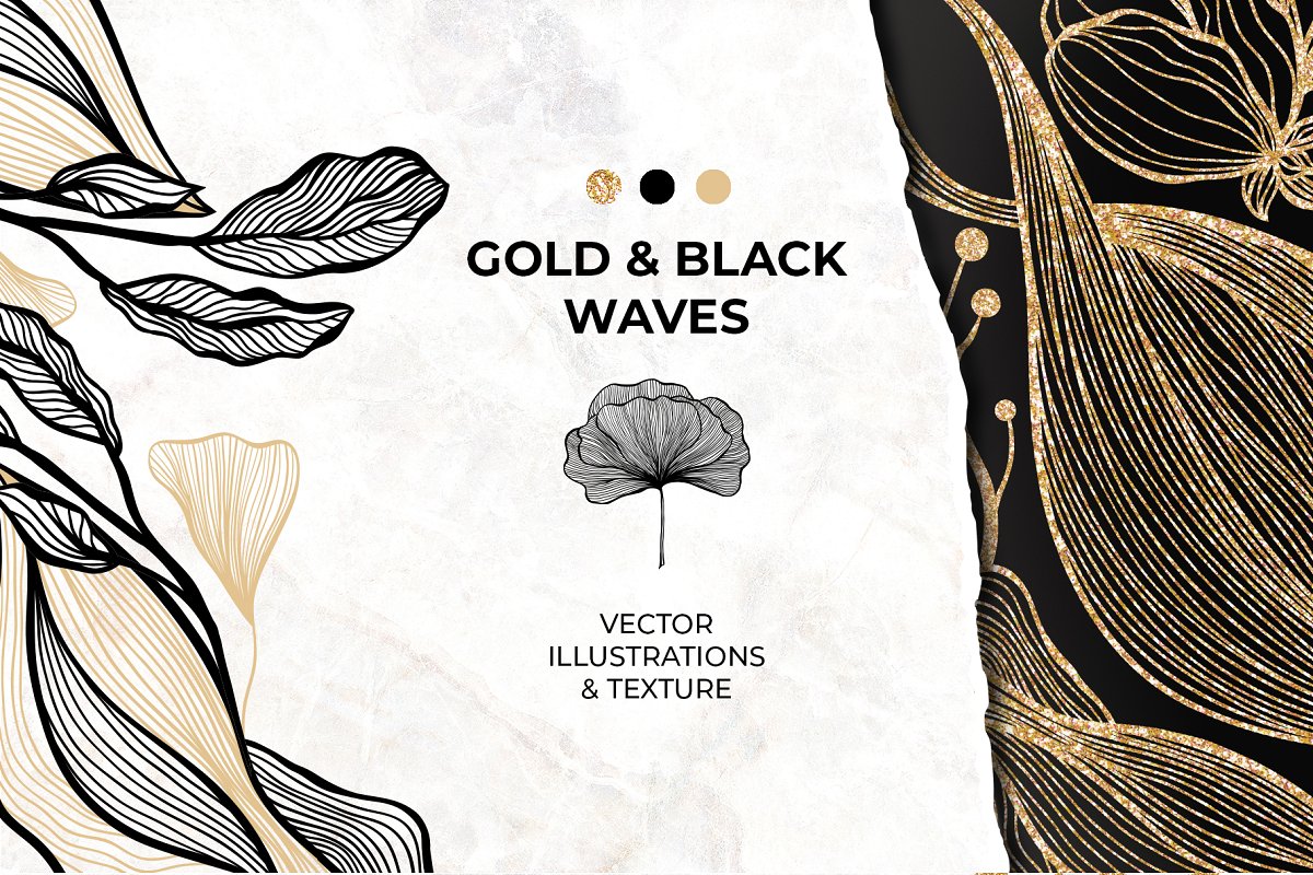 Cover image of Gold & Black Waves.