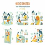 Online education - illustrations.