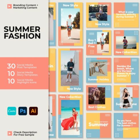 Summer Fashion Marketing Story And Post Instagram Templates Cover Image.