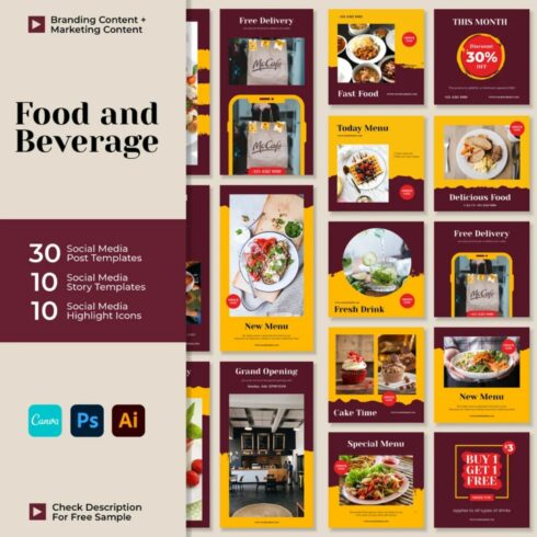 Food & Beverage Story and Icon Social Media Template Cover Image.