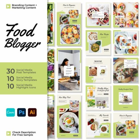 Food Blogger Restaurant Story And Post Instagram Template Cover Image.