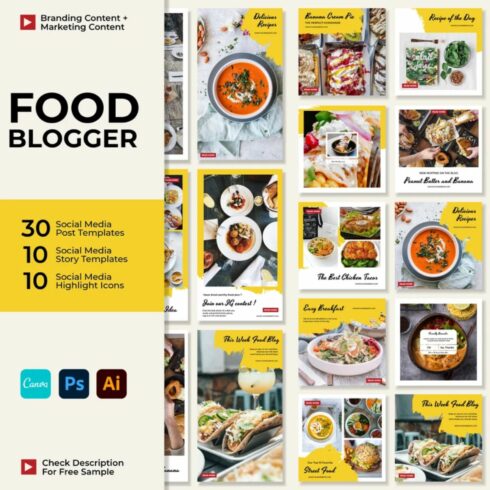 Restaurant Food Blogger Story And Icon Social Media Template Cover Image.
