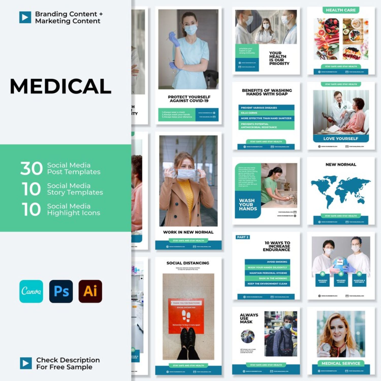 Medical Instagram Marketing Story And Icon Templates Cover Image.