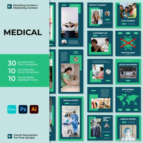 Medical Social Media Templates For Instagram Stories And Posts Cover Image.