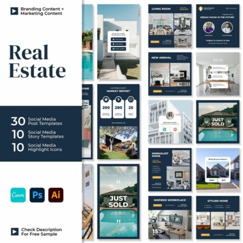 Real Estate Agency Realtor Story And Icon Social Media Template Cover Image.