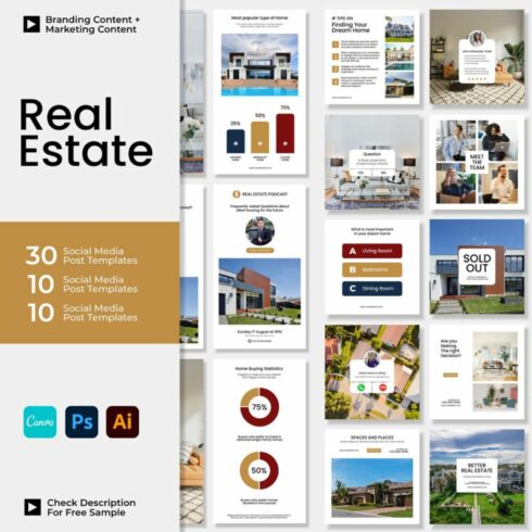 Post And Story Real Estate Social Media Template Cover Image.