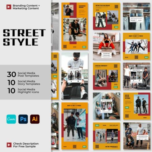 Street Style Streetwear Clothing Instagram Complete Branding Kit Cover Image.