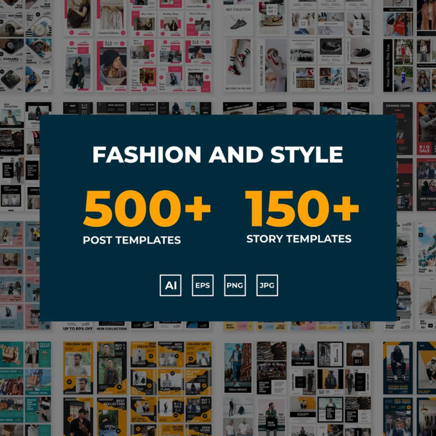 Social Media Bundle Template For Fashion And Style Cover Image.