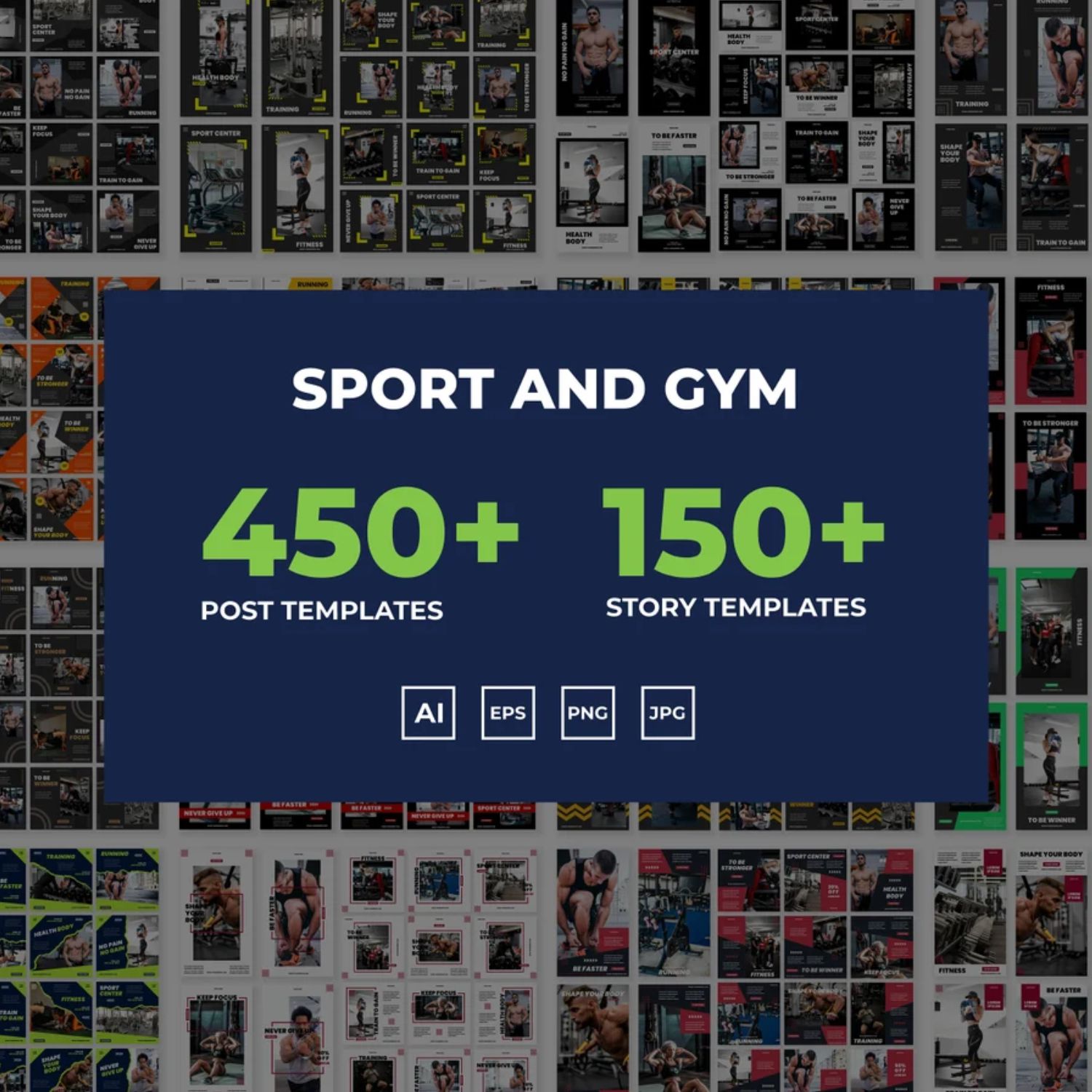 Social Media Bundle Template For Sport and Gym Cover Image.