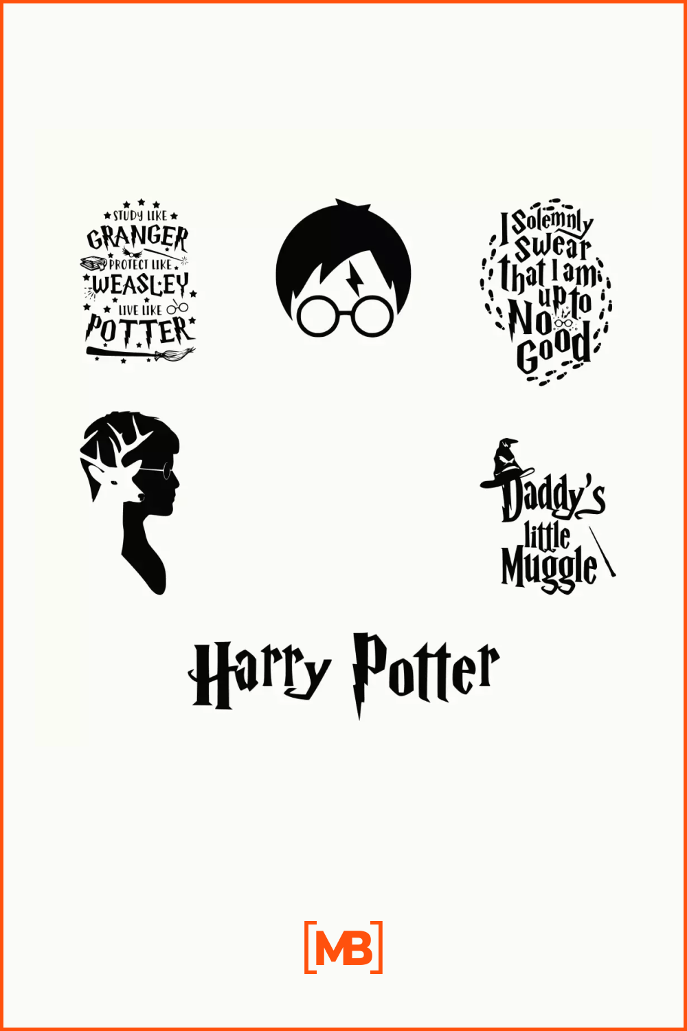 Harry potter silhouette and lettering.