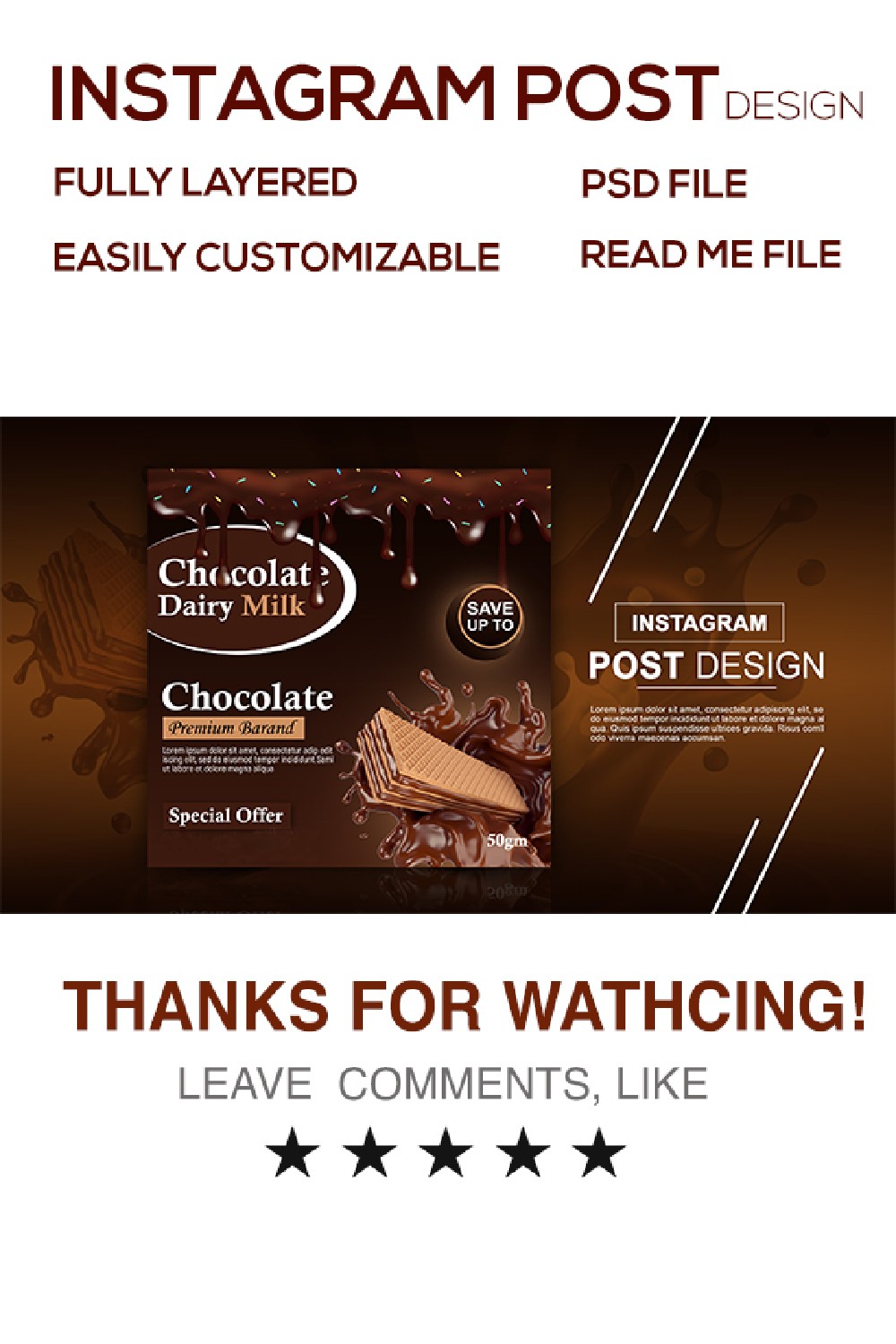 New 2022 Editable Chocolate Instagram Post Design pinterest.