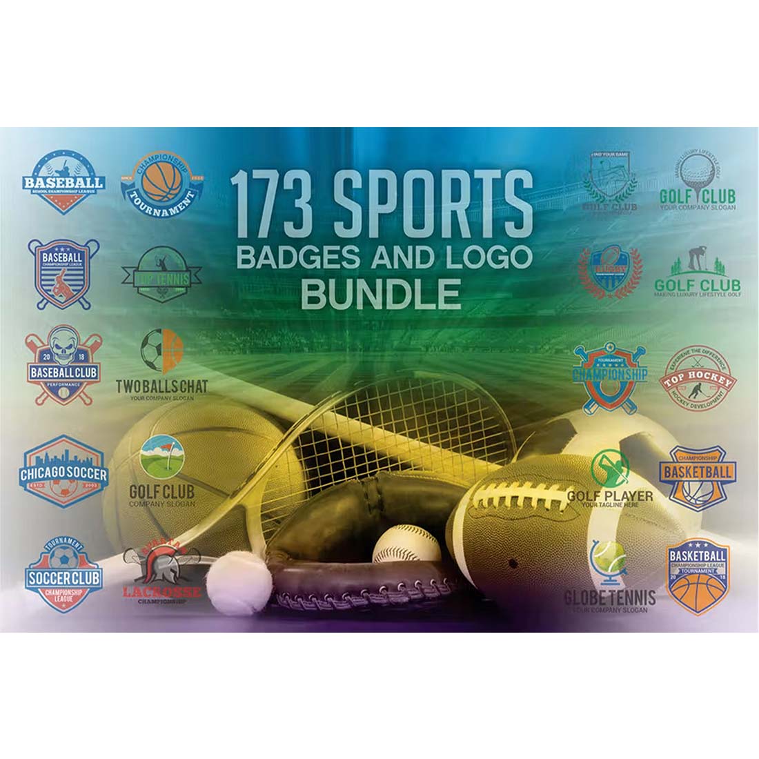 Sports Badges and Logo Bundle cover image.