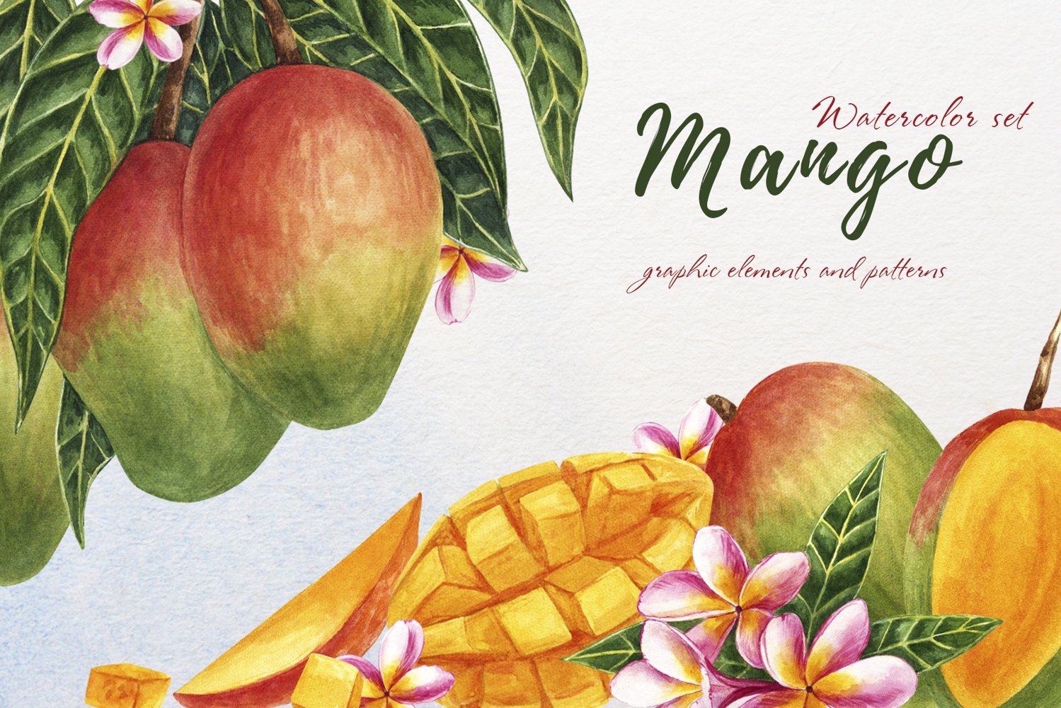 Cover image of Mango watercolor clipart.
