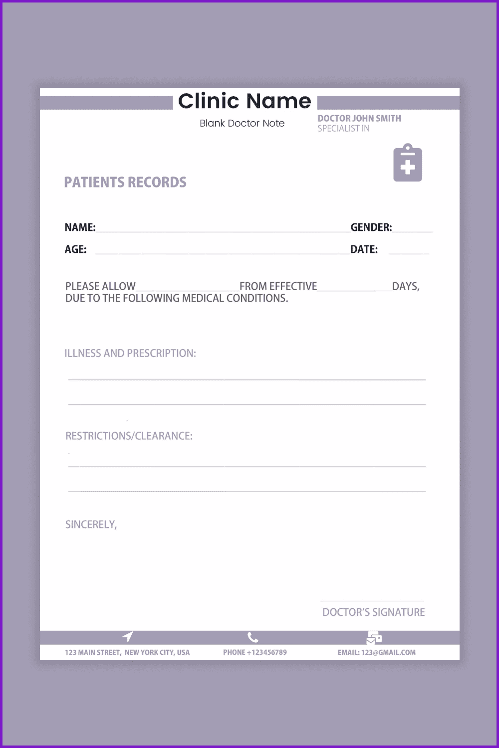 Download Free Doctor Note Template.