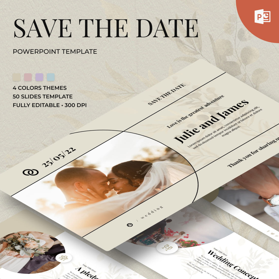 Save the Date Wedding Powerpoint Template.