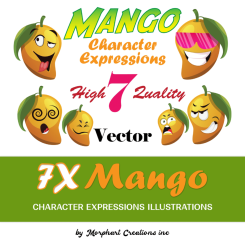 7X Mango Character Expressions Illustrations - main image preview.