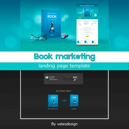 Book marketing landing page template cover.