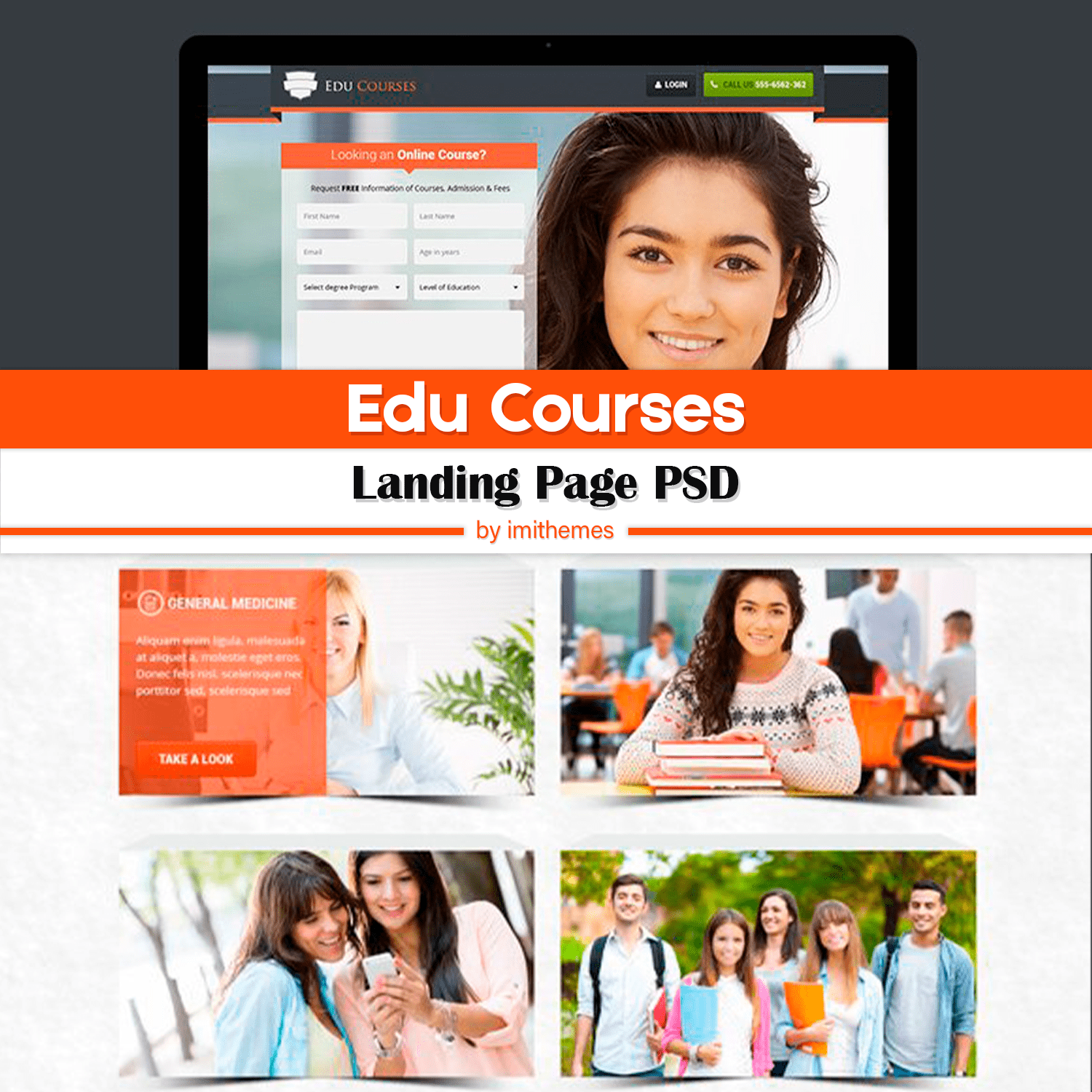 Edu Courses - Landing Page PSD cover.