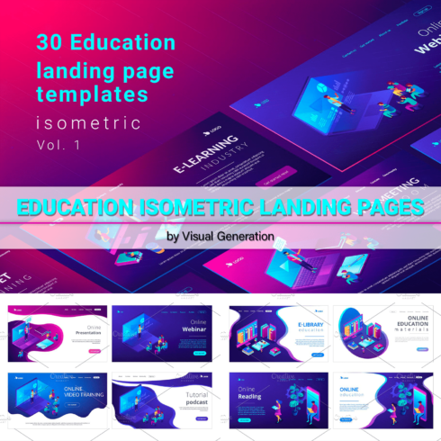 Education isometric landing pages.
