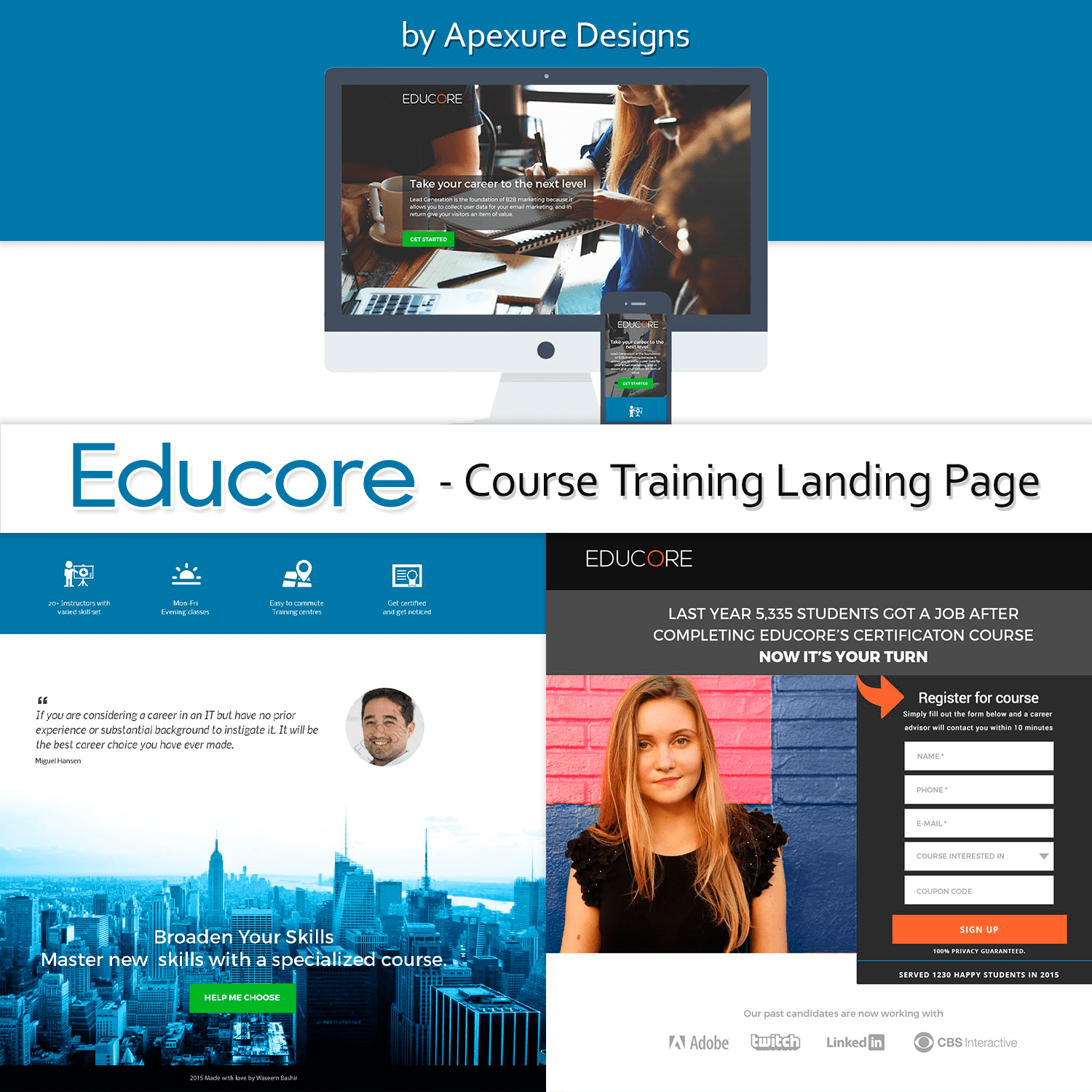 Educore Course Training Landing Page cover.