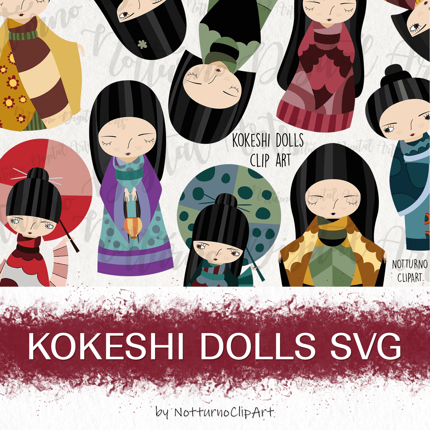 Kokeshi Dolls SVG - main image preview.
