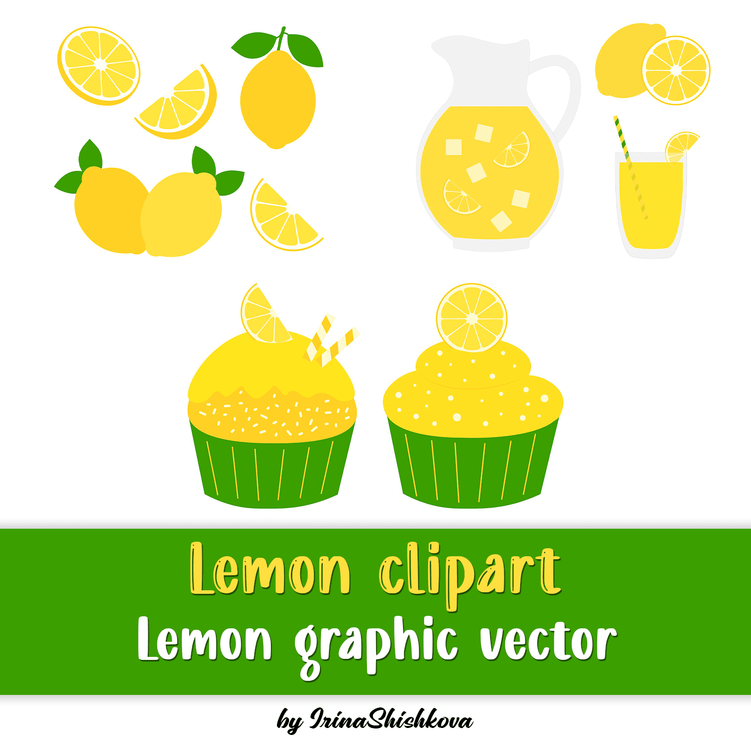Lemon clipart. Lemon graphic vector.