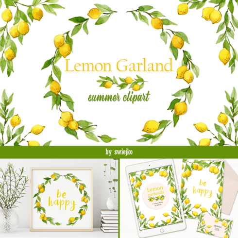 Lemon Garland, summer clipart.