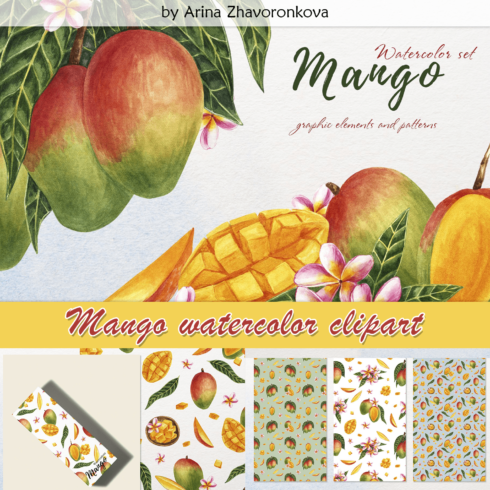 Mango watercolor clipart - main image preview.