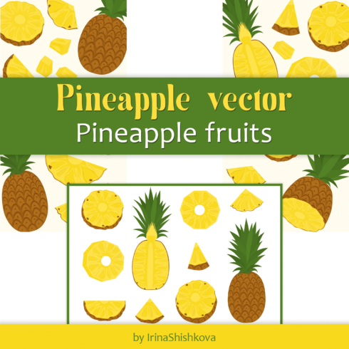 Pineapple vector. Pineapple fruits.