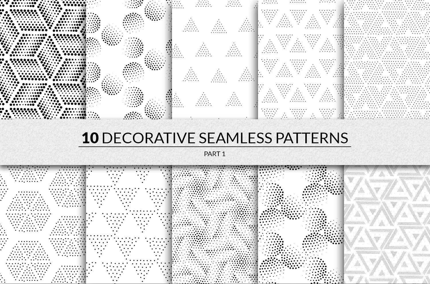 Grey decorative seamless patterns.