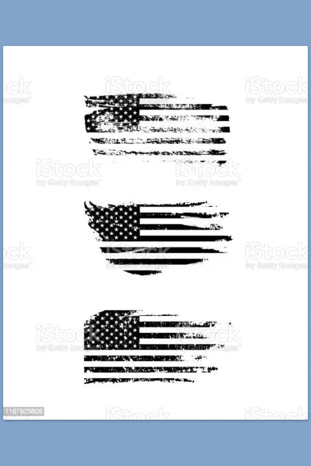 Black vintage USA flags illustration.
