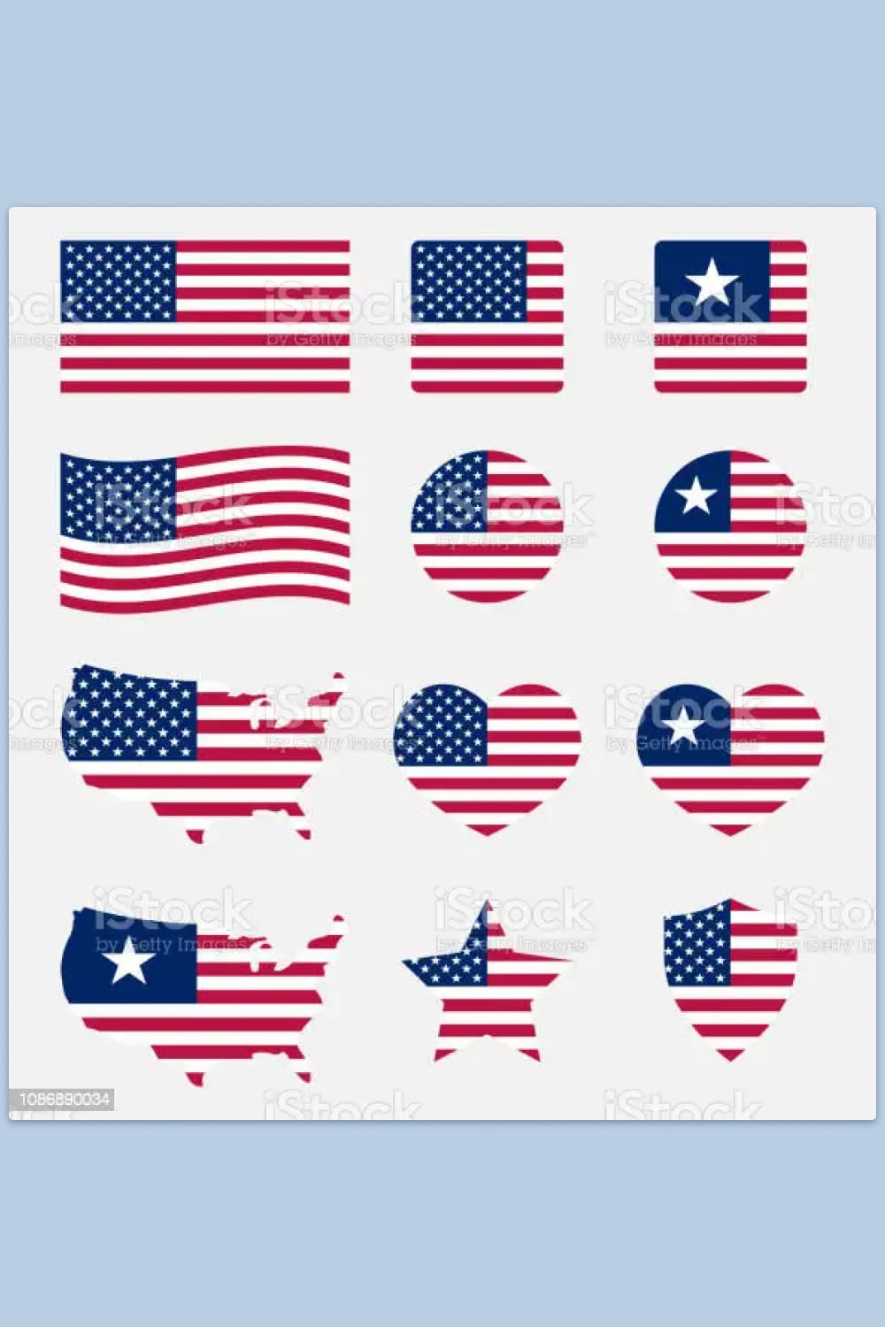 Collage of American flag drawing options.