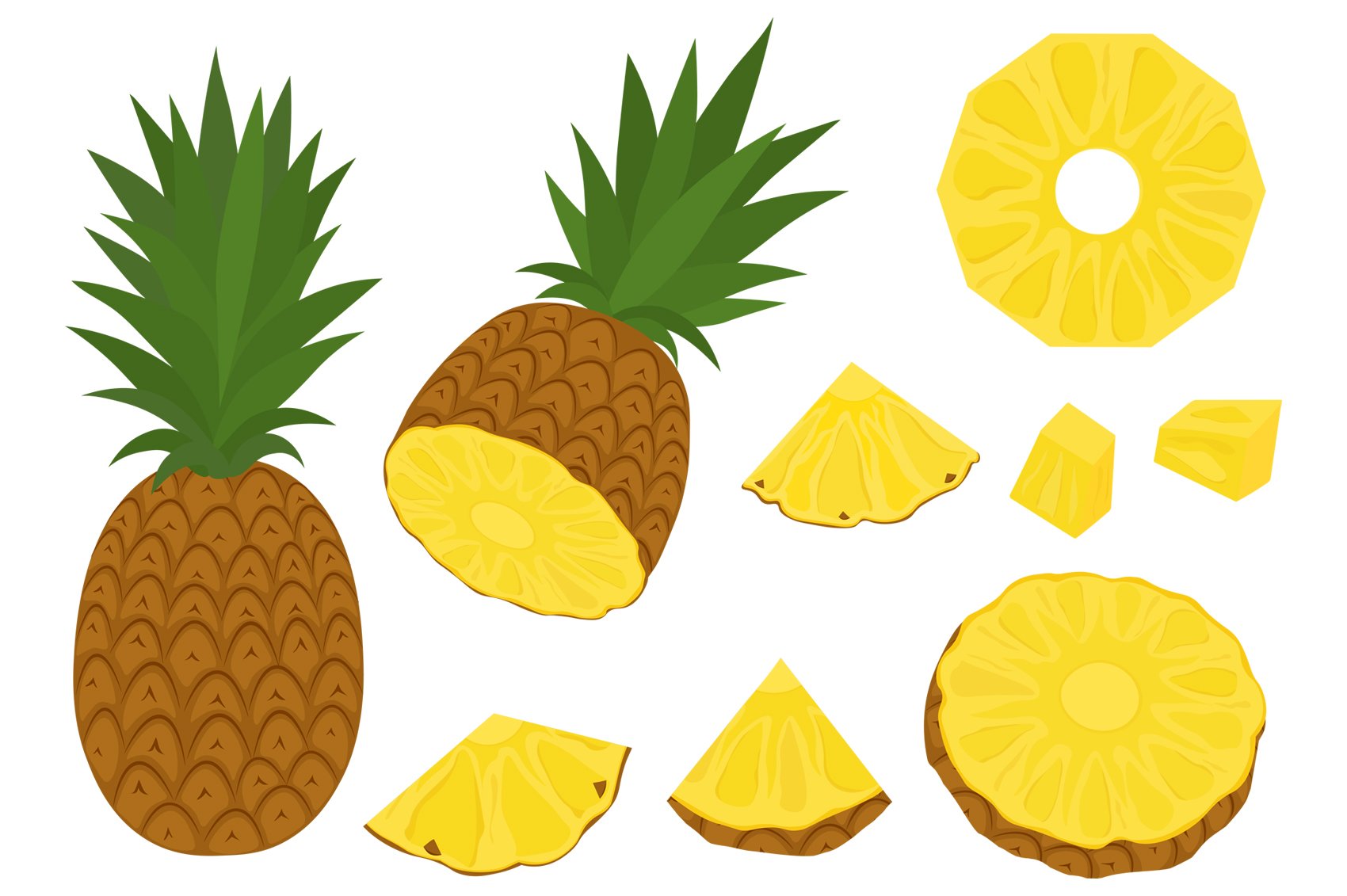 Some parts of the pineapple.