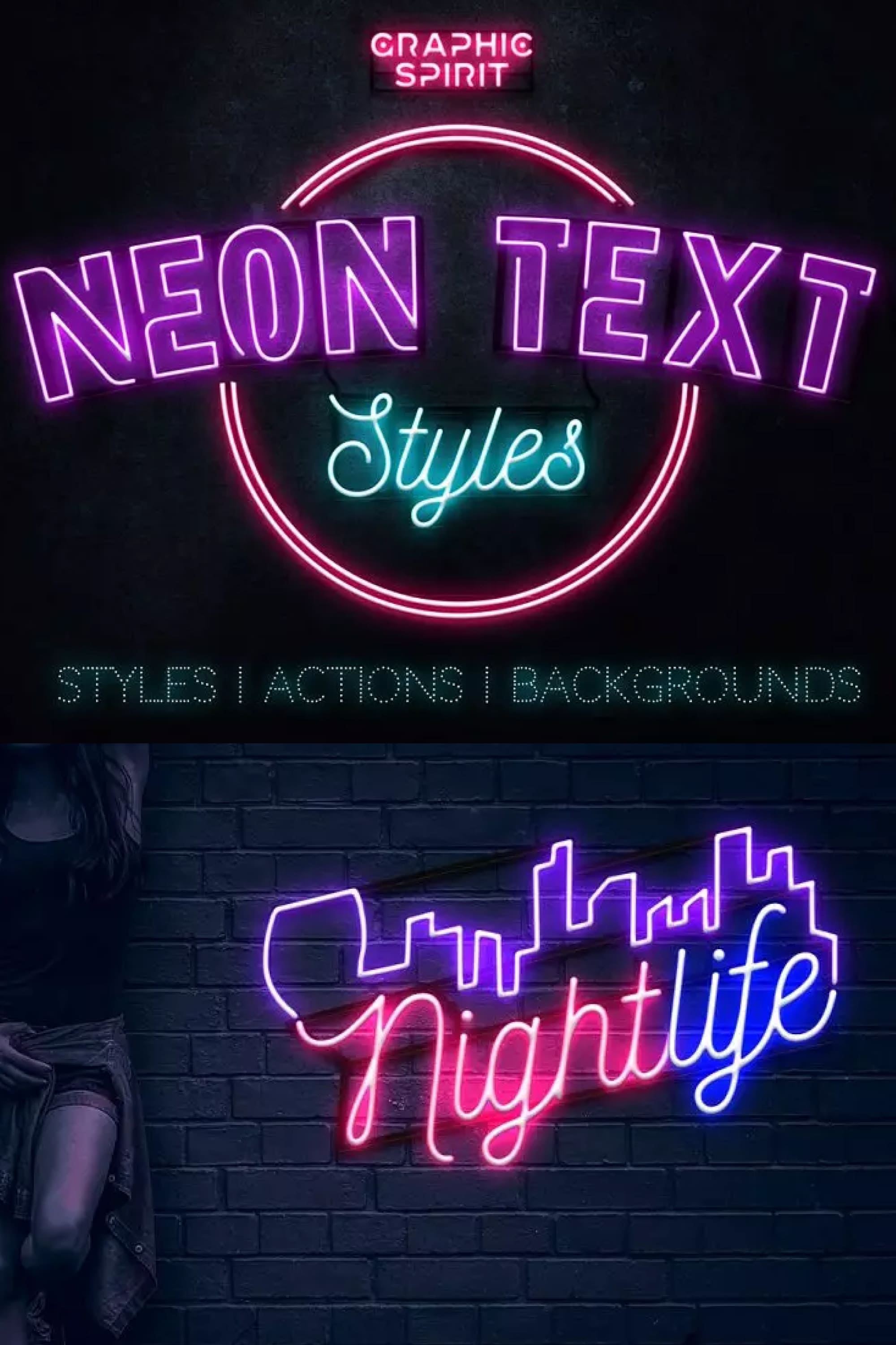 Neon text on a dark backgrounds.