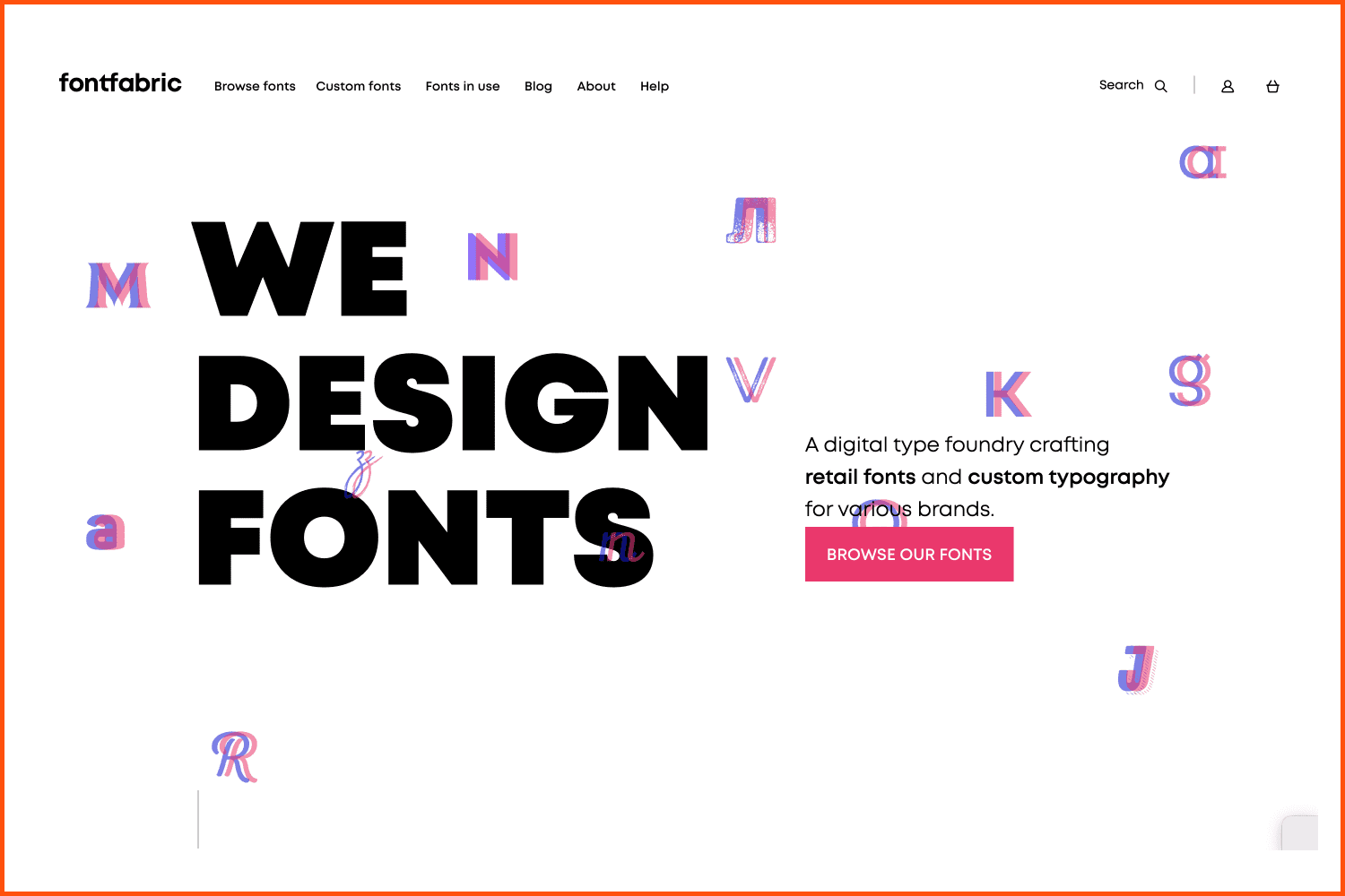 Screenshot of Fontfabric main page.