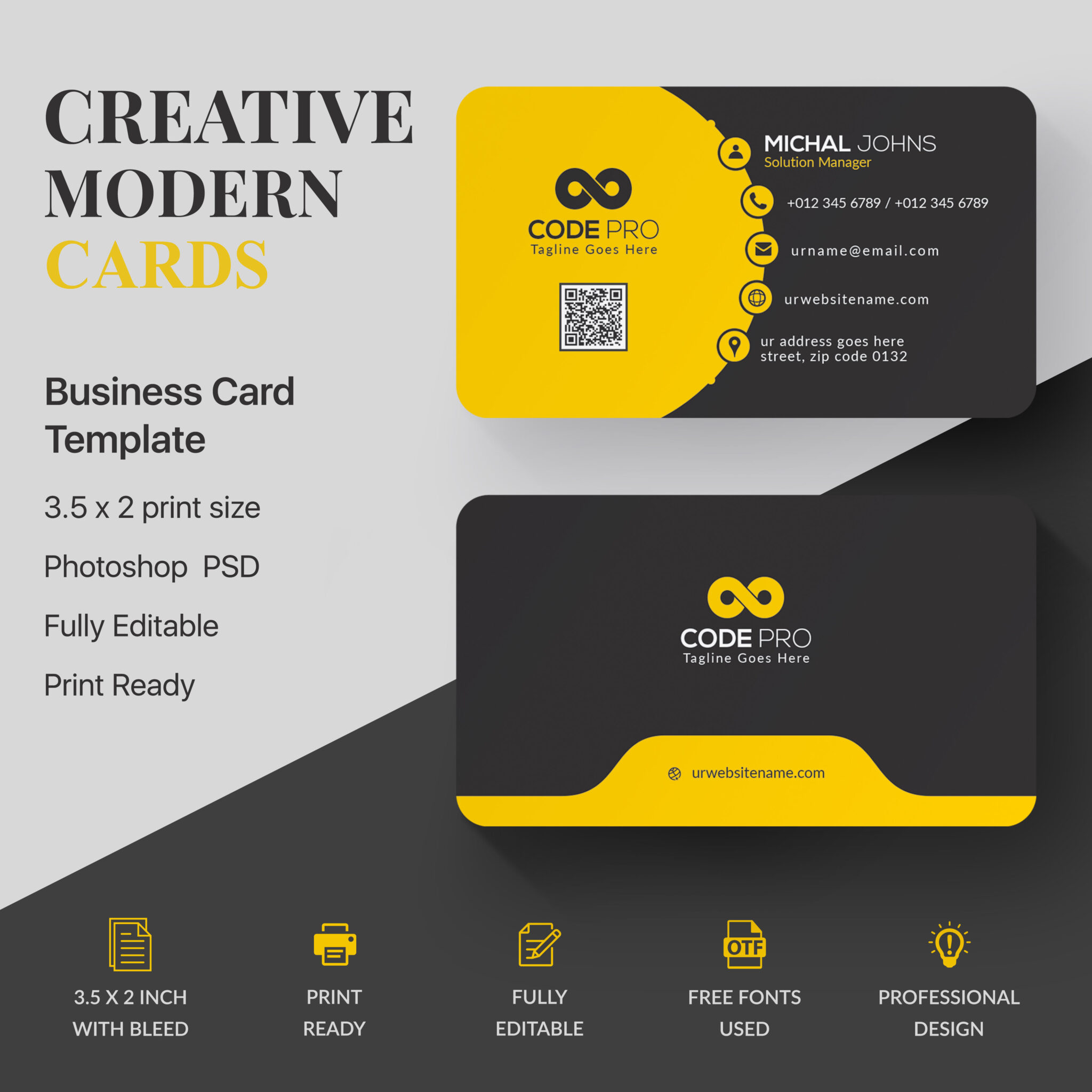 3 Modern Business Cards - MasterBundles
