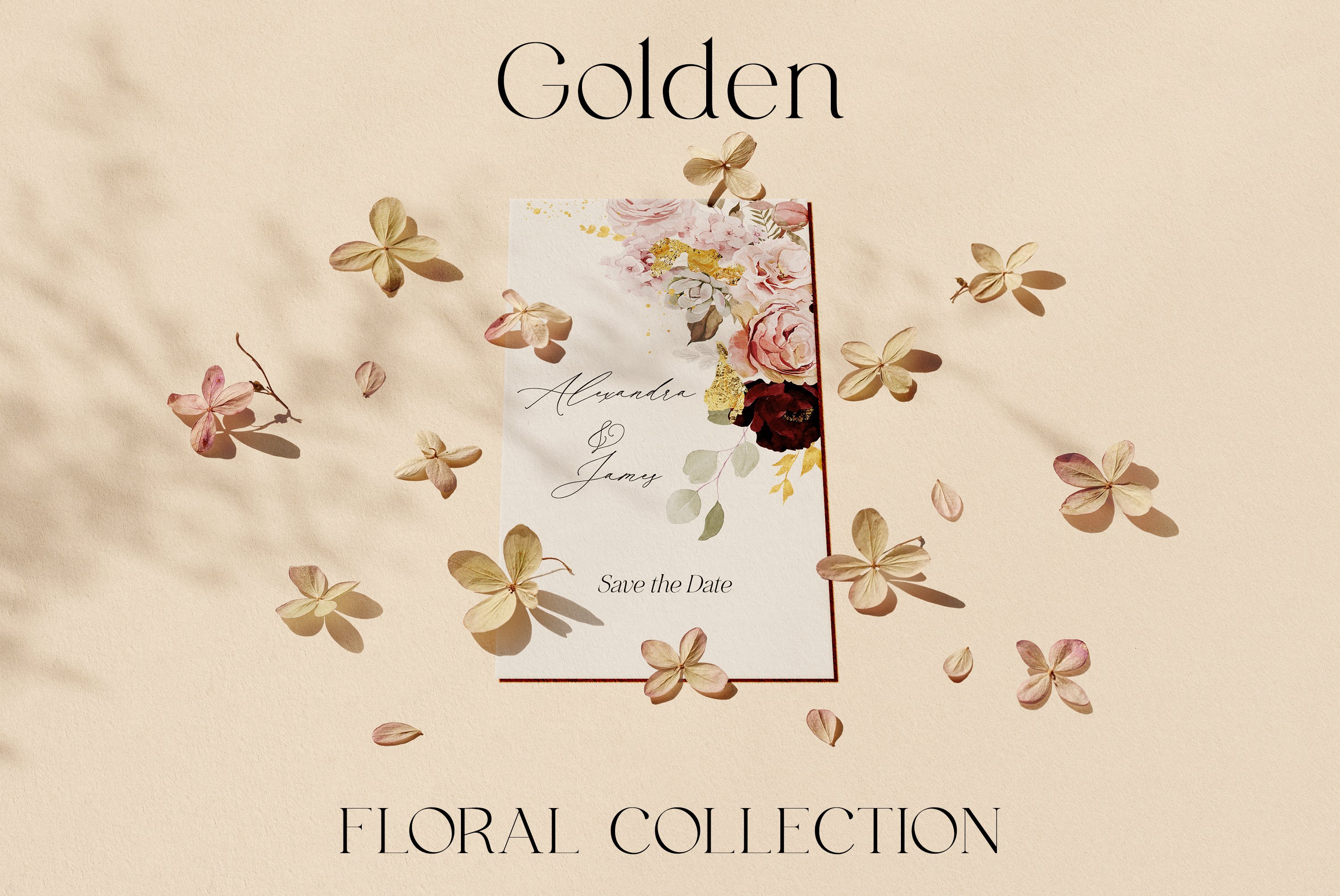 Floral collection in gold.