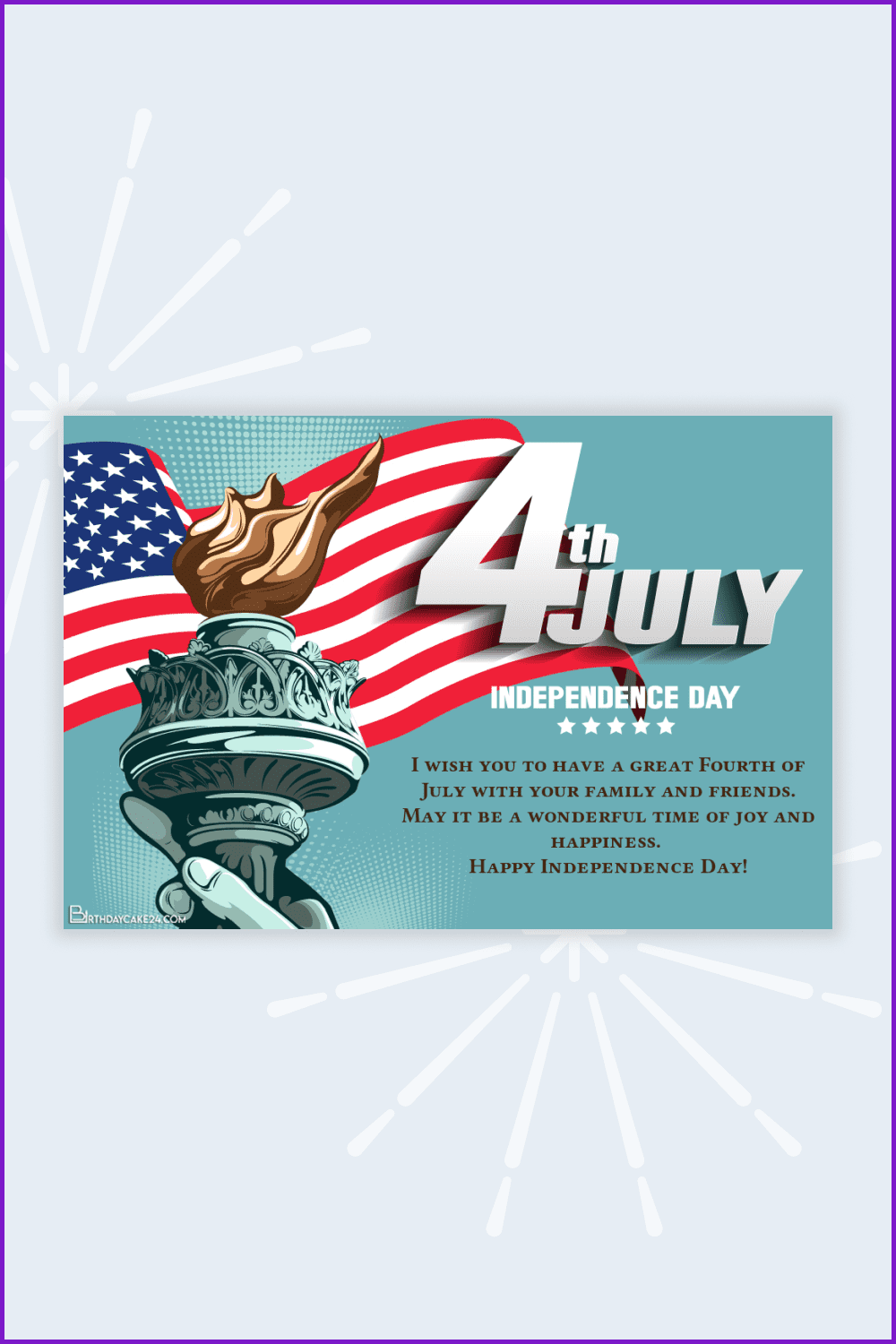 Fourth of July Independence Day Greeting Card.