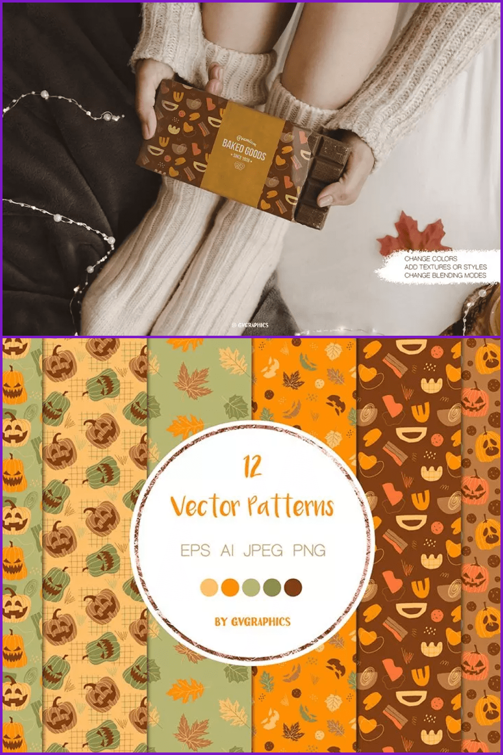 Mix of Halloween Pumpkins and Fall Leaves patterns.
