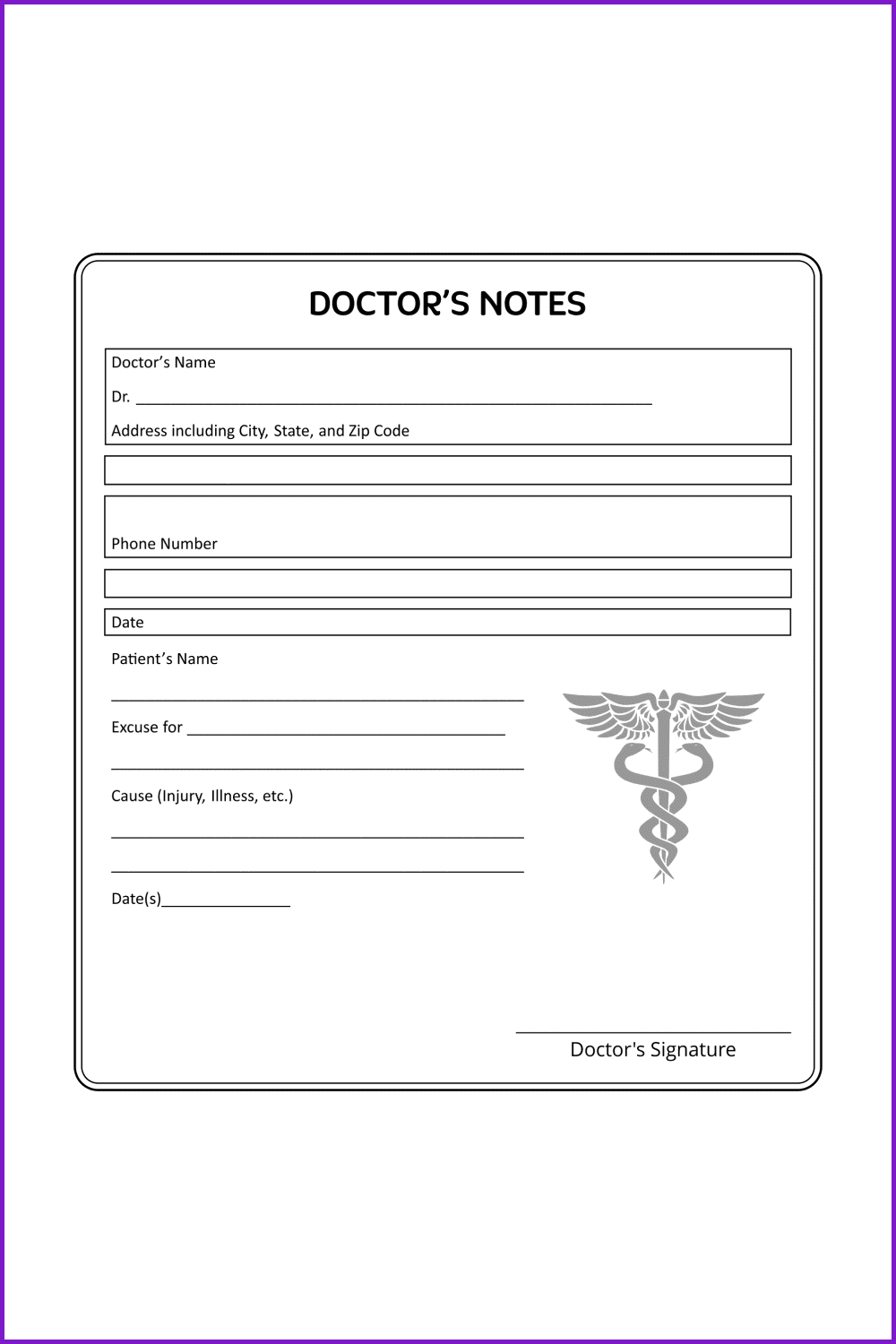 Printable Doctor’s Note Template For School.