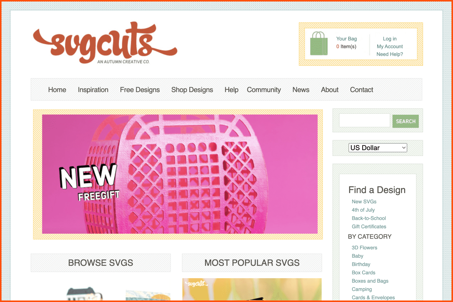 Screenshot of SVGCuts main page.
