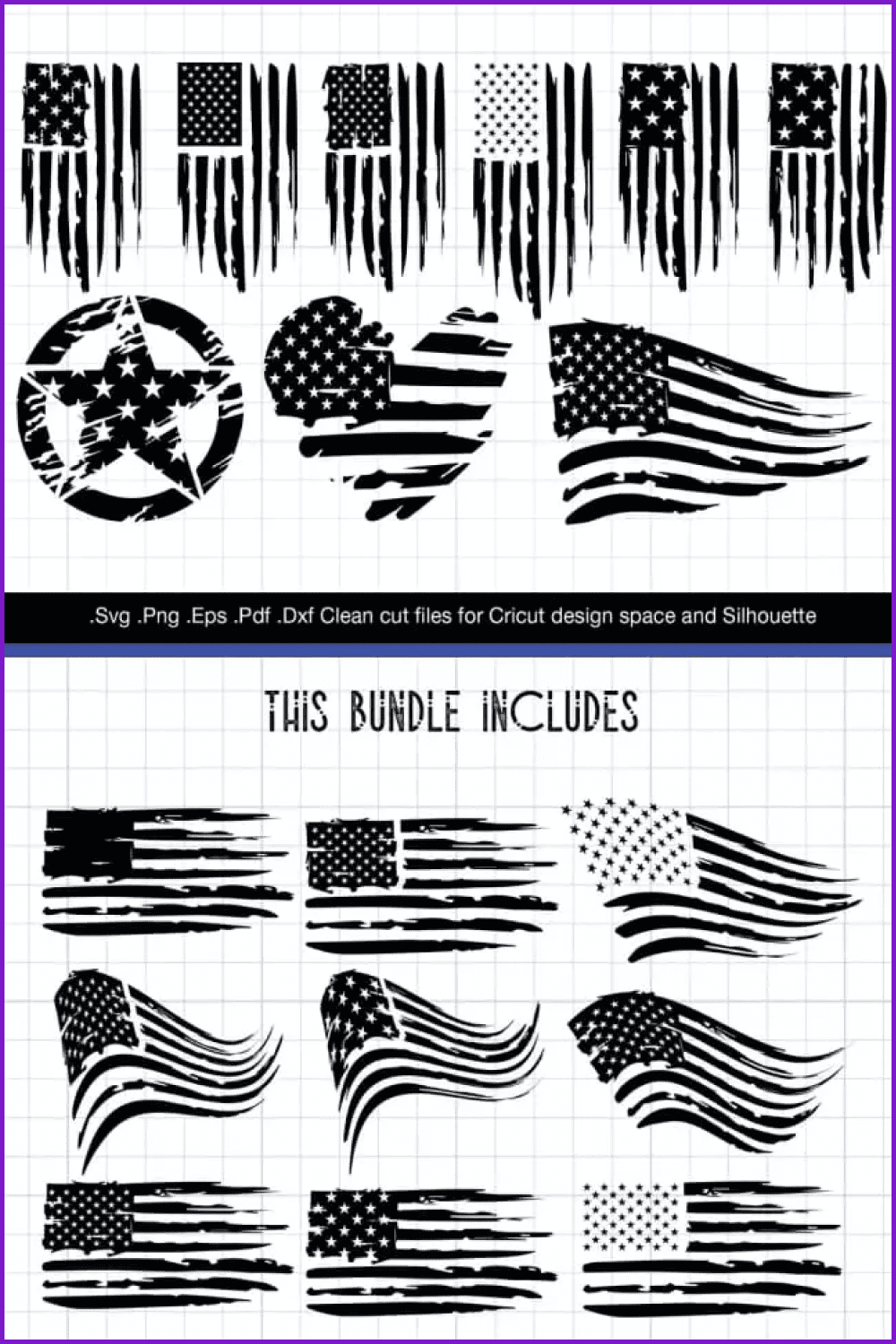 Distressed Flag SVG Bundle.