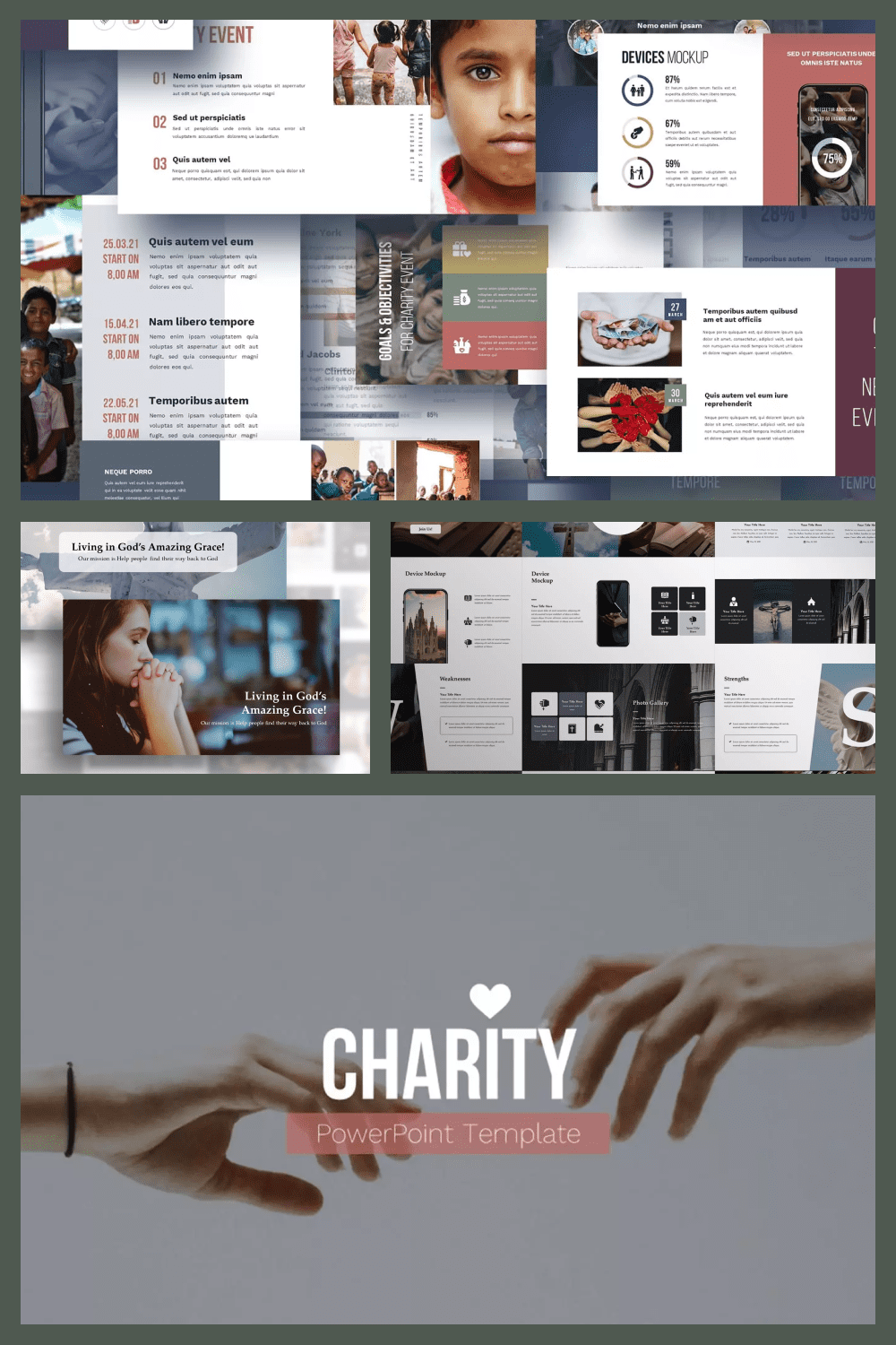 Collage of screenshots of presentation pages for charity.