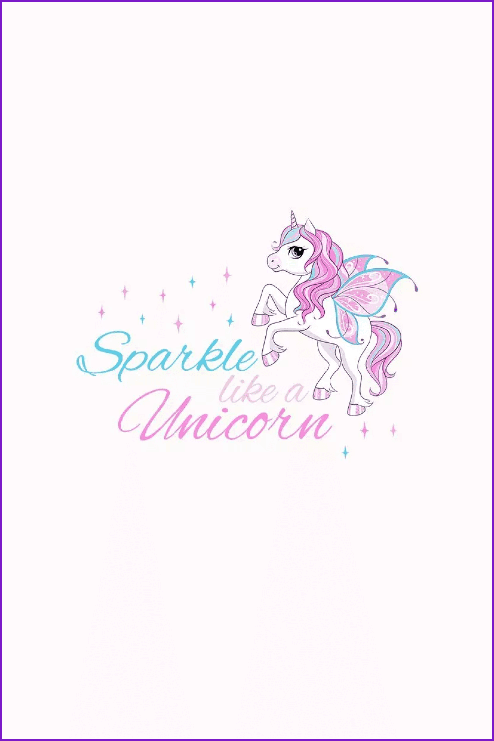 Cartoon smiling unicorn.