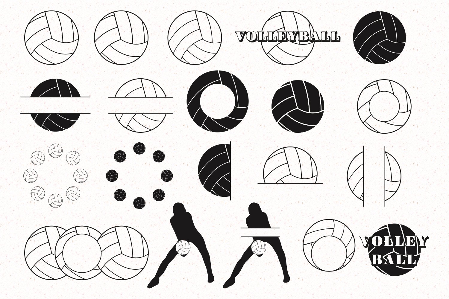 Diverse of volleyball graphic elements.