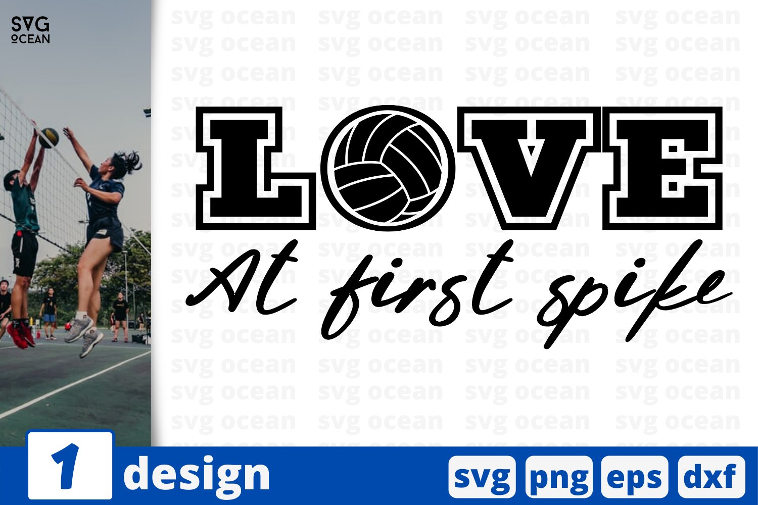 Love at first spike - Volleyball svg design.