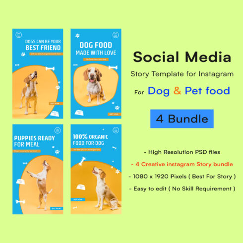 Dog & Pet Instagram Story Templates (Bundle of - 4 stories) cover image.