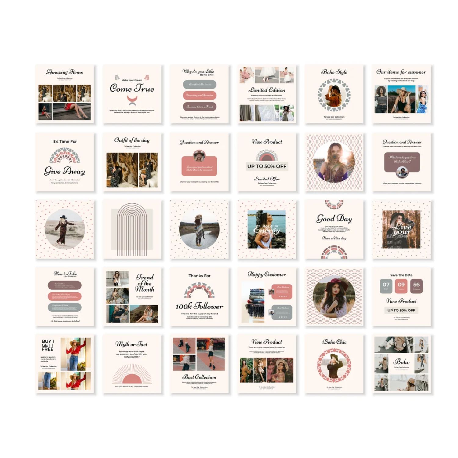 Boho Chic Story and Icon Social Media Template Preview Image.